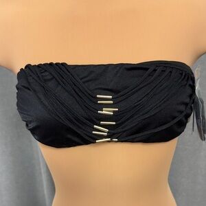 Victoria’s Secret swim Black Strapless Bikini Top with Gold Accents
